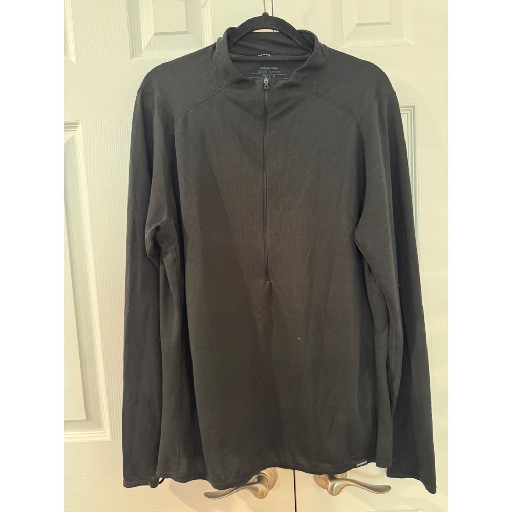 Patagonia Capilene 2 Lightweight Quarter Zip Mens XL Black Polartec‎ Base Layer